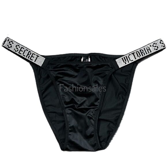Victoria's Secret Other - Victorias Secret Bombshell Shine Rhinestones Strap String Bikini panty black S
